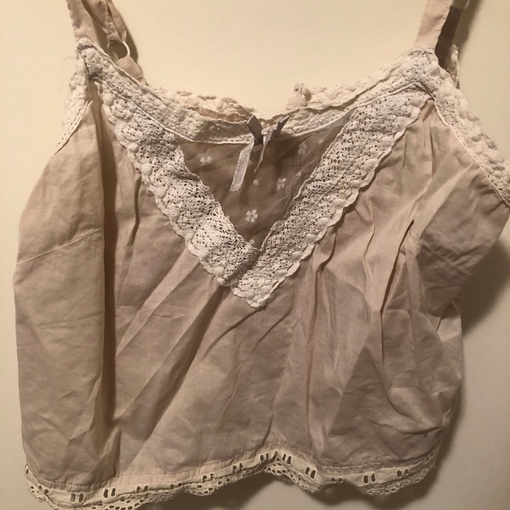 Kimchi Blue Crop Top Lace Lining and Back Buttons